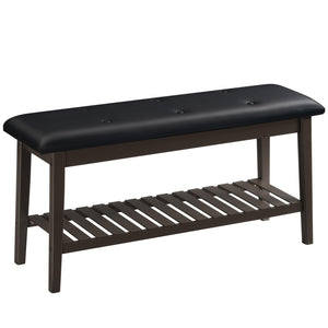 Bamboo Dining & Entryway Bench with PU Leather Seat