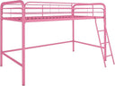 Junior Metal Loft Bed with Ladder & Guardrails – Twin & Full