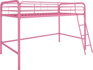 Junior Metal Loft Bed with Ladder & Guardrails – Twin & Full