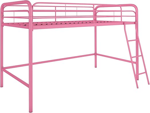 Junior Metal Loft Bed with Ladder & Guardrails – Twin & Full