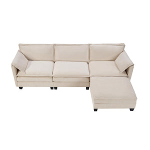 L-Shaped Modular Sectional Sofa with Reversible Ottoman