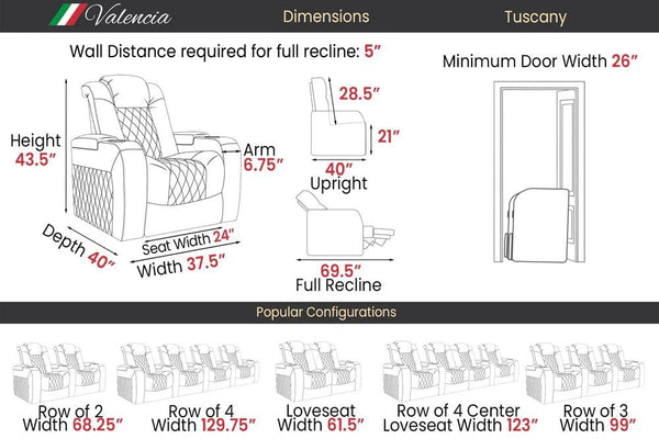 Home Theater Power Recliner Seating with Heat & Massage