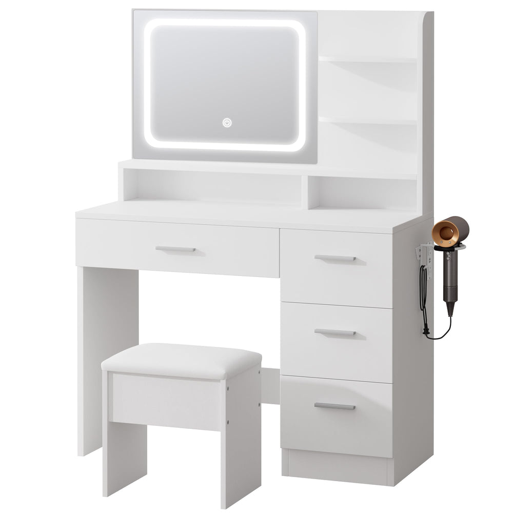 Makeup Vanity Desk with Smart LED Mirror & Charging Station