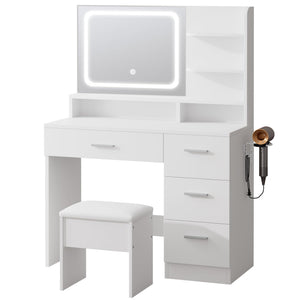 Makeup Vanity Desk with Smart LED Mirror & Charging Station