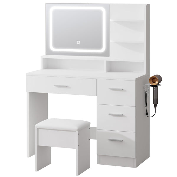 Makeup Vanity Desk with Smart LED Mirror & Charging Station