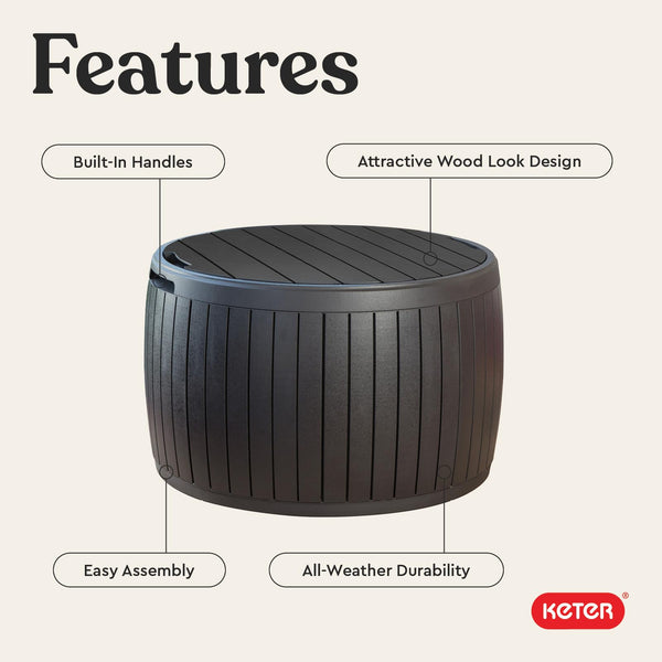 37-Gallon Round Outdoor Deck Box with Seating