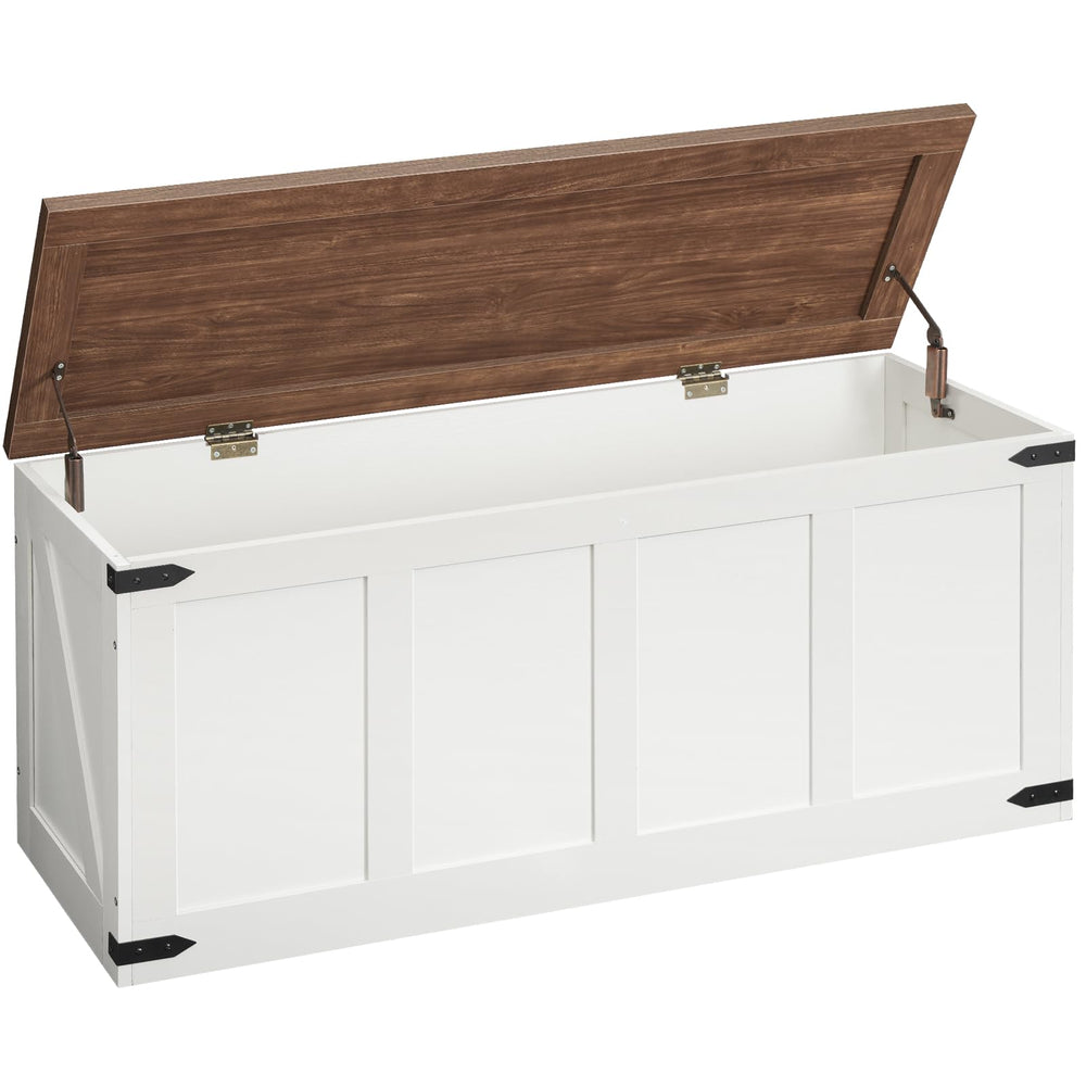 Storage Bench with Toy Box & Safety Hinges – Farmhouse Wooden Chest
