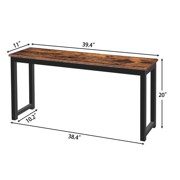 Industrial Dining Bench Set of 2 – Rustic Brown & Black Metal Frame