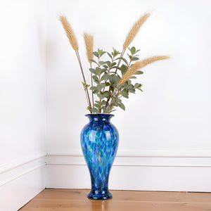 20-Inch Hand-Blown Glass Vase | Wide Mouth Floor Vase
