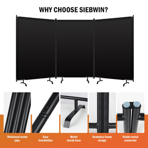 Blackout Room Divider – Freestanding Folding Privacy Screen