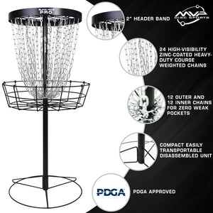 24-Chain Portable Disc Golf Basket — Black, PDGA Approved