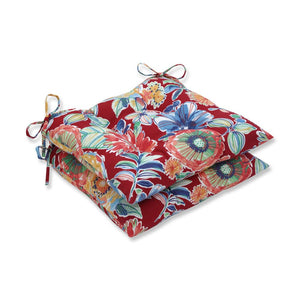 Tufted Indoor Outdoor Chair Seat Cushions with Ties – Set of 2