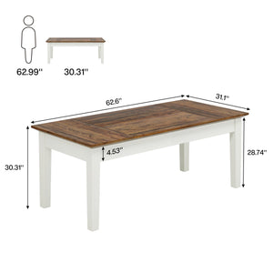62-Inch Farmhouse Dining Table with Solid Wood Legs