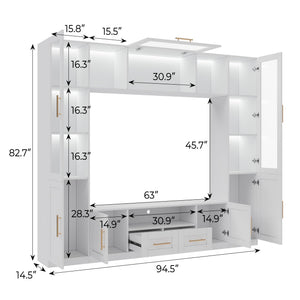 4-Piece Entertainment Center Wall Unit with LED Lights