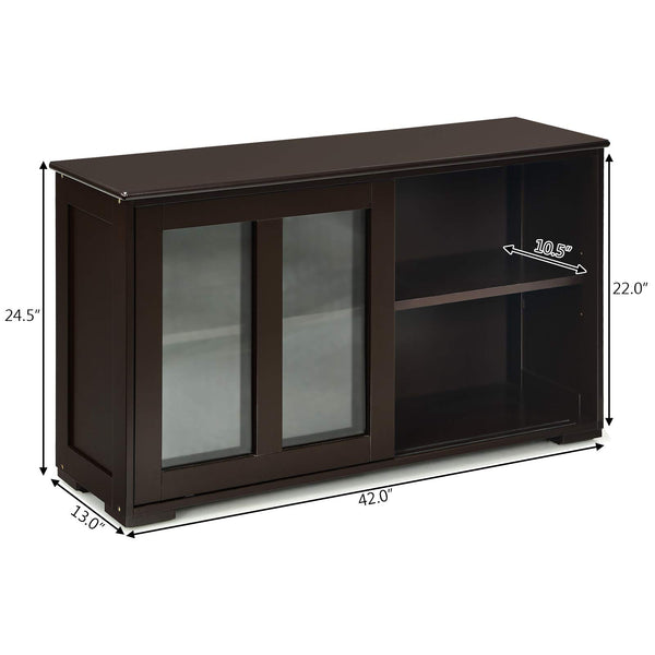 Coffee Sideboard with Sliding Glass Doors