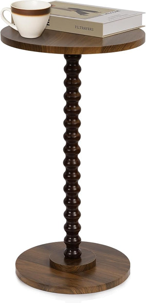 Round Side Table – Small End Table with Solid Wood Legs