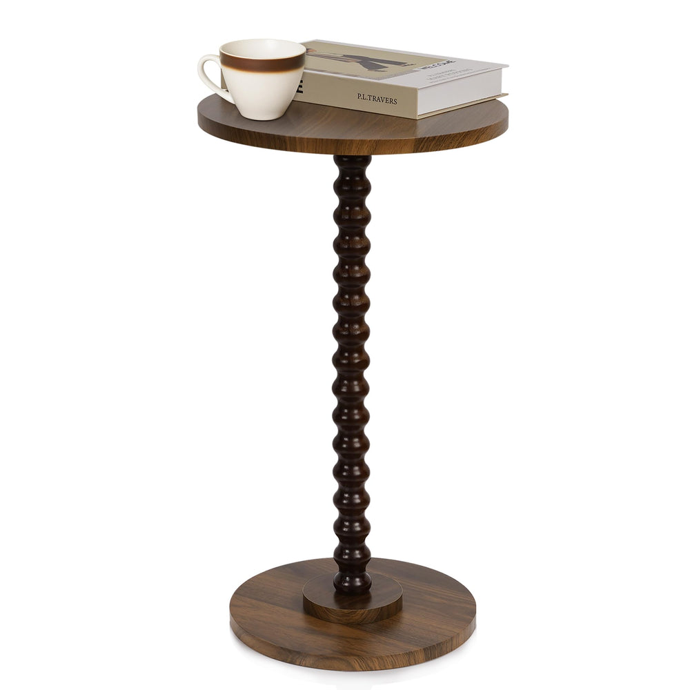 Round Side Table – Small End Table with Solid Wood Legs