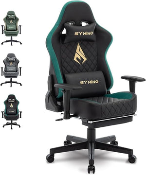 Gaming Chair with Footrest, 2D Armrests, 150° Recline, High Back Ergonomic Chair