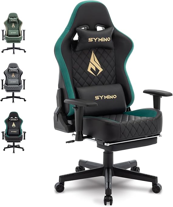 Gaming Chair with Footrest, 2D Armrests, 150° Recline, High Back Ergonomic Chair