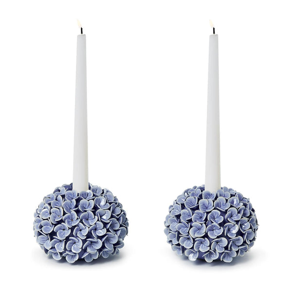 Hydrangea Bud Vases & Taper Candle Holders Set of 2