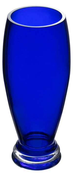 Cobalt Blue Glass Footed Round Vase 12 Inch