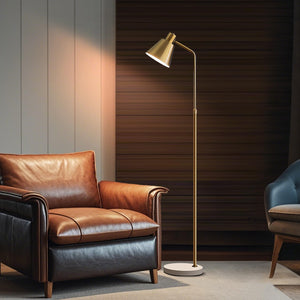 Gold Brass Adjustable LED Floor Lamp