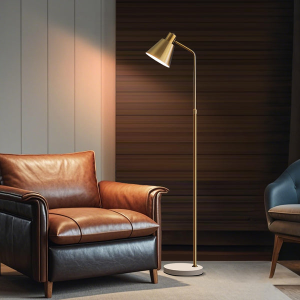 Gold Brass Adjustable LED Floor Lamp