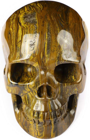 Tiger Iron Eye Crystal Skull Sculpture – 5 Inch Hand Carved Gemstone