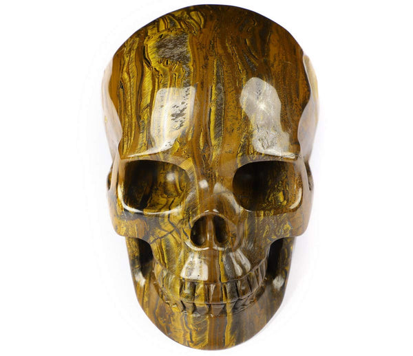 Tiger Iron Eye Crystal Skull Sculpture – 5 Inch Hand Carved Gemstone