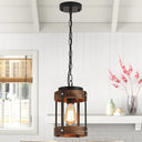 Rustic Farmhouse Wood & Metal Pendant Light Fixture