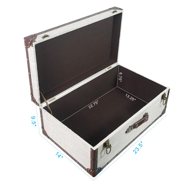 Extra Large Vintage Wooden Storage Box with Hinged Lid