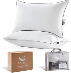 Goose Feather Down Bed Pillows with 3-Layer Fill