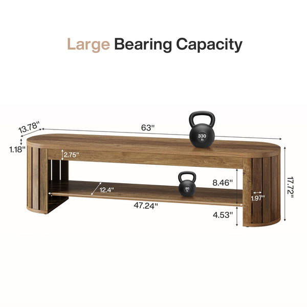 63" Entryway Shoe Bench with Open Storage Shelf