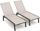 Foldable Outdoor Chaise Lounge Set of 2 with 4-Position Adjustable Backrest