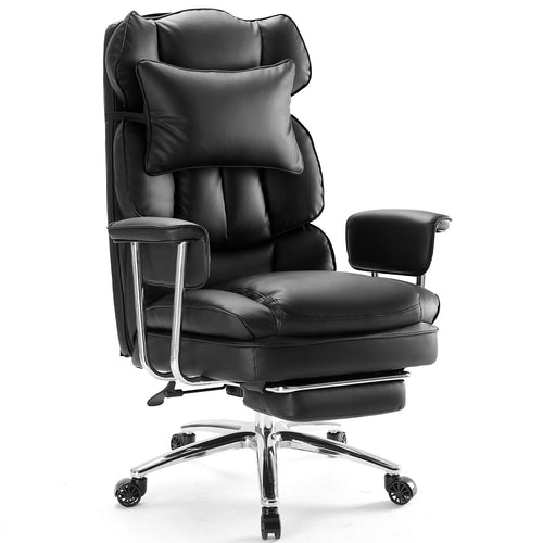 Ergonomic High Back Office Chair with Footrest & Lumbar Support – Reclining PU Leather