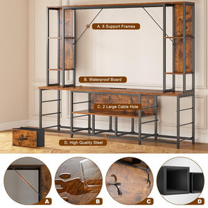 78.6" TV Stand with LED Lights, Drawers & Power Outlets