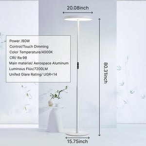Dual-Sided Full Spectrum Floor Lamp 7200LM 4000K CRI98 with Touch Dimming