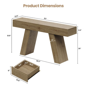 63-Inch Console Table with Storage Drawers