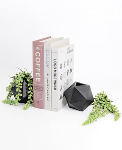 Geometric Cast Iron Bookends with Faux String of Pearls