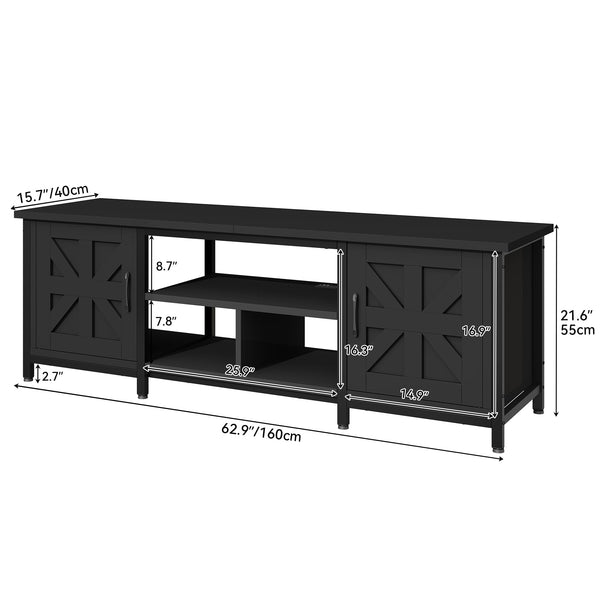 Farmhouse TV Stand with Power Outlet & LED Lights for TVs up to 70"