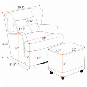 360° Swivel Wingback Accent Chair with Ottoman