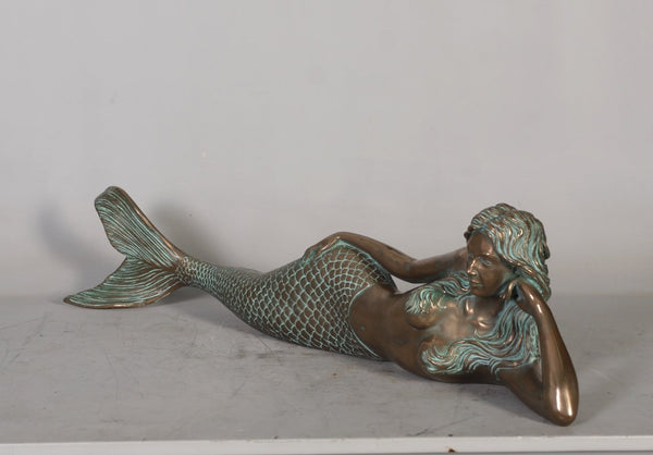 Lying Mermaid Sculpture – Bronze Finish