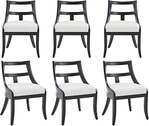 Farmhouse Dining Chairs with Curved Open Back & Padded Seat