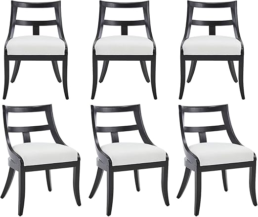Farmhouse Dining Chairs with Curved Open Back & Padded Seat