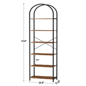 Arched Bookshelf – 5 & 6 Tier Wood and Metal Shelf Unit