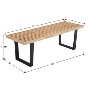 Industrial Wood Entryway Bench with Metal Frame