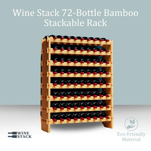 72-Bottle Bamboo Stackable Freestanding Wine Rack