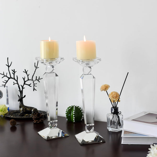K9 Crystal Candle Holders Set of 2 — Taper & Pillar Candlestick Holders