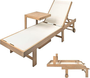 Outdoor Chaise Lounge Set with Side Table