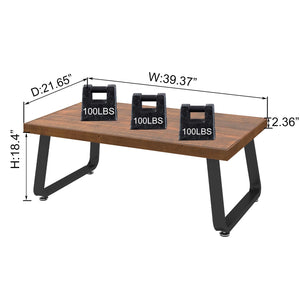Rustic Wood Coffee Table with Metal Frame
